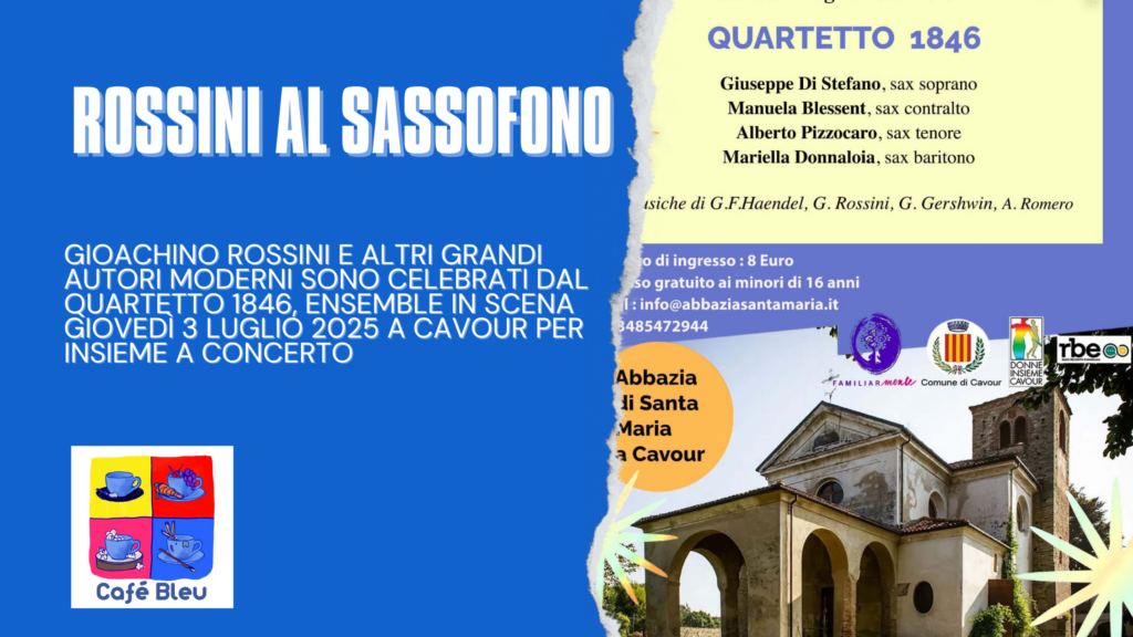 A Cavour i sassofoni del Quartetto 1846 celebrano la musica per la rassegna Insieme a Concerto